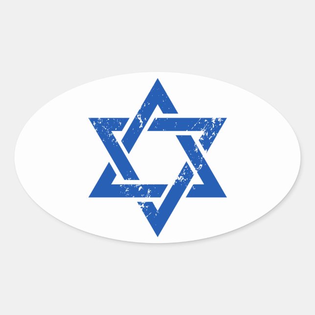 Sticker Ovale Grunge Blue Star de David (Devant)