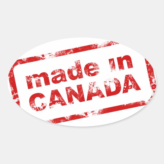 Sticker Ovale Grunge Fabriqué Au Canada - Blanc (Devant)