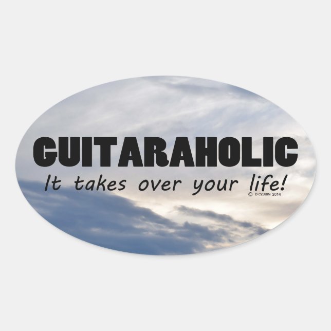 Sticker ovale Guitaraholic Life (Devant)