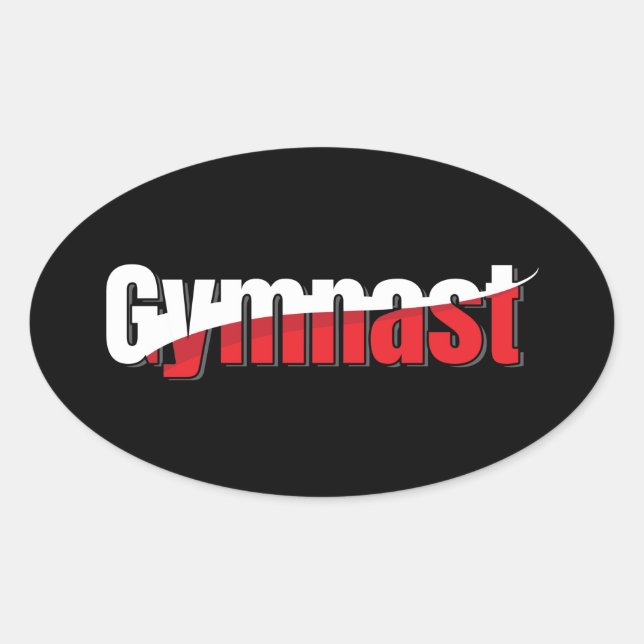 Sticker Ovale Gymnastique - Gymnaste Abstrait Word Art Swish (Devant)