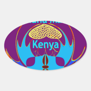 Sticker Ovale "Hakuna Matata Kenya" Papillon Art Imprimer/Graphi