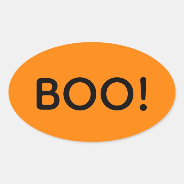 Sticker Ovale Halloween BOO ! Sac cadeau de typographie simple (Devant)