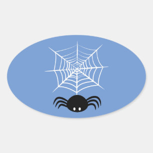 Sticker Ovale Halloween Spider Web