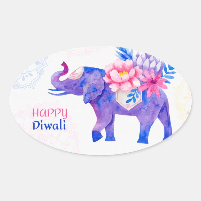 Sticker Ovale Happy Diwali (Devant)