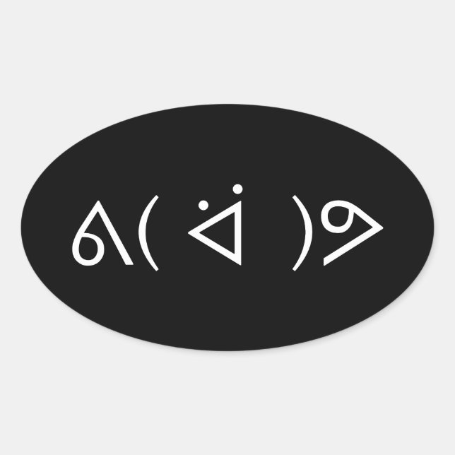 Sticker Ovale Happy Gary ᕕ( ᐛ )Meme Emoticon Text Art (Devant)