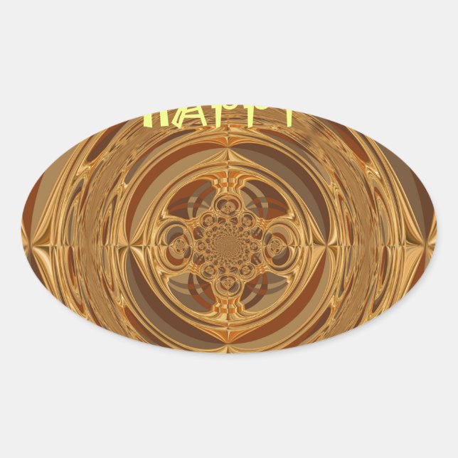 Sticker Ovale Happy Holidays Circle Art Print/Design (Devant)