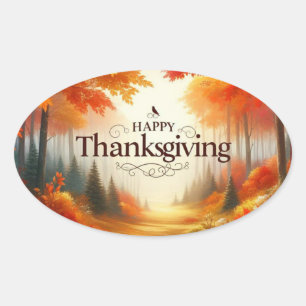 Sticker Ovale Happy Thanksgiving