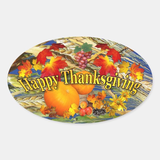Sticker Ovale Happy Thanksgiving (Devant)