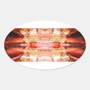 Sticker Ovale Haut-parleurs audio grunges chauds