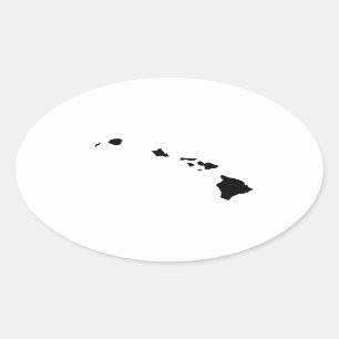 Sticker Ovale Hawaï en noir et blanc