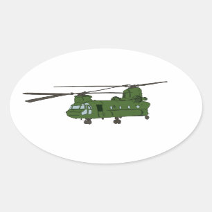 Sticker Ovale Hélicoptère militaire CH-47 Chinook vert