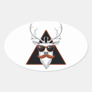Sticker Ovale Hipster Antler Art