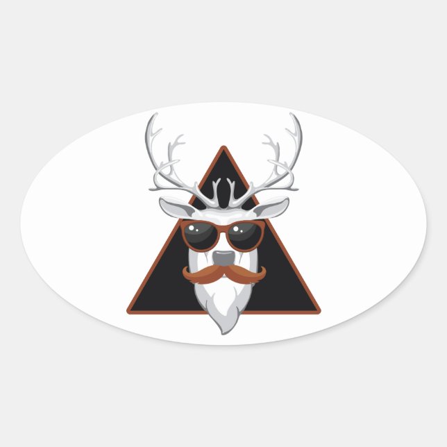 Sticker Ovale Hipster Antler Art (Devant)