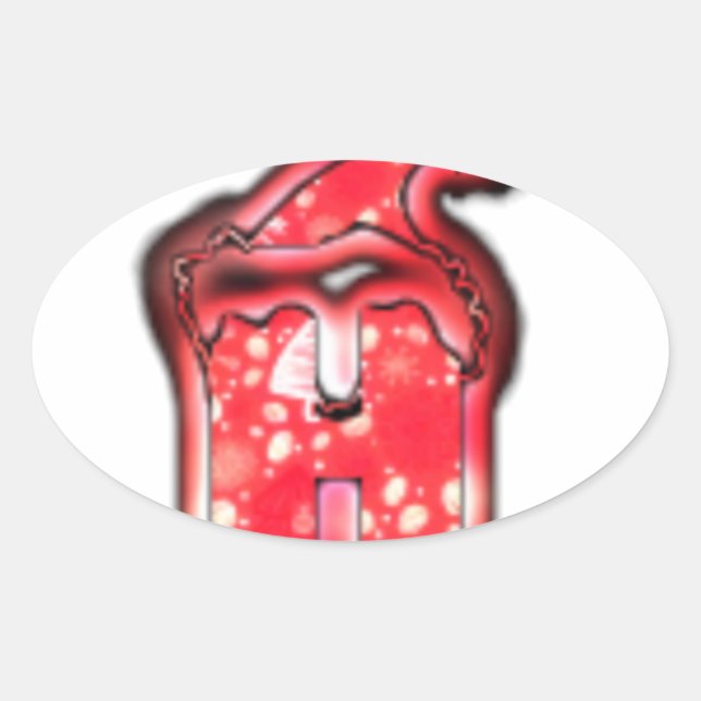 Sticker Ovale Ho Ho Ho ! Père Noël Casquette Joyeux Noël étoile. (Devant)