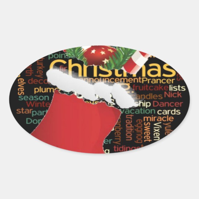 Sticker Ovale HoHo ! Merry Christmas TOXITS et Happy New Year (Devant)