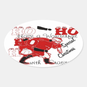 Sticker Ovale HOHOHO Avoir un merveilleux Noël avec gratitude