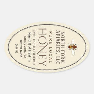 Sticker Ovale Honeybee occidental 16 oz Queenline Jar Honey Étiq