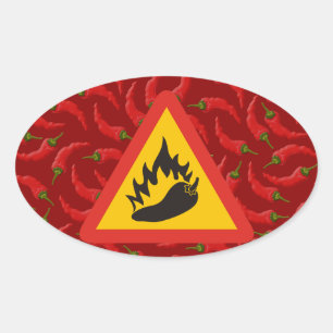 Sticker Ovale Hot pepper danger