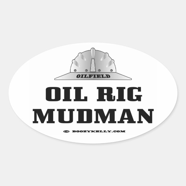 Sticker Ovale Huile, Huile de forage Mudman, Forage, Pile d'huil (Devant)