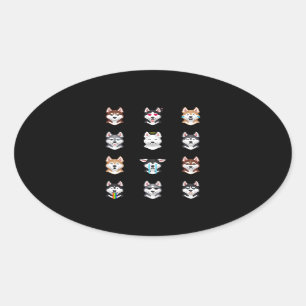 Sticker Ovale Husky Gift   Funny Sibérien Husky Emoji