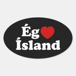 Sticker Ovale I Heart (Love) Islande [Ég Elska Ísland] Islandais