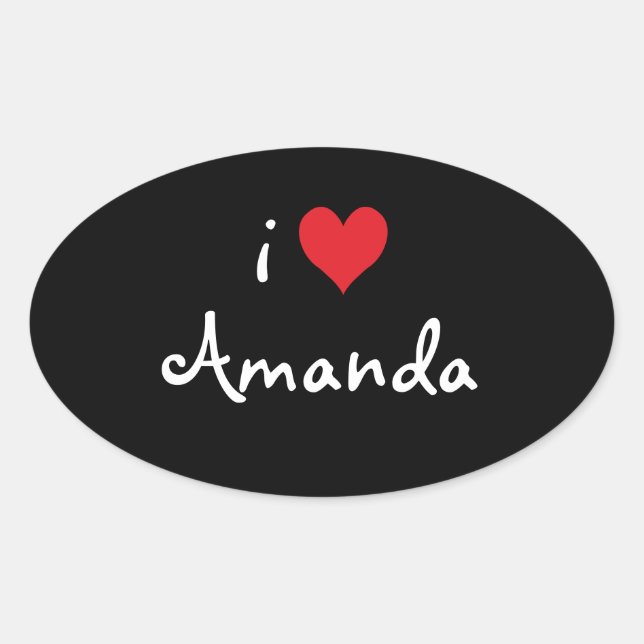Sticker Ovale I Love Amanda (Devant)