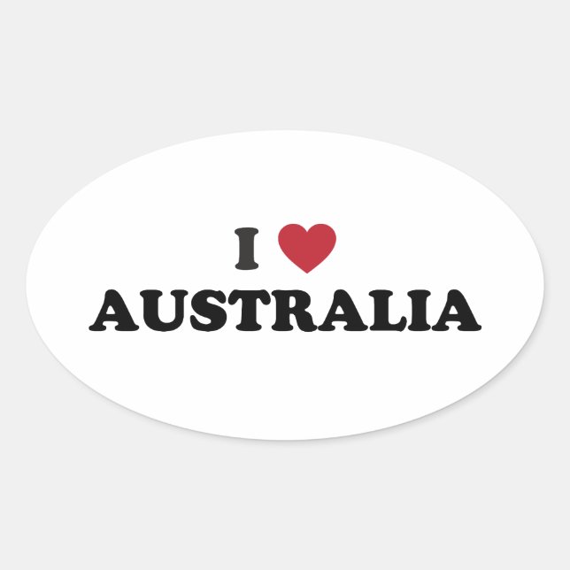 Sticker Ovale I Love Australia (Devant)