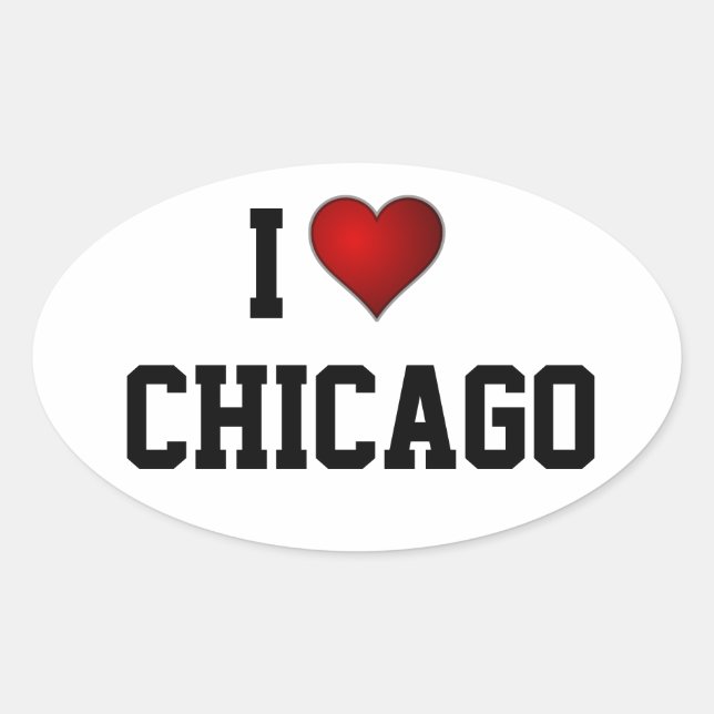 Sticker Ovale I Love Chicago (Devant)