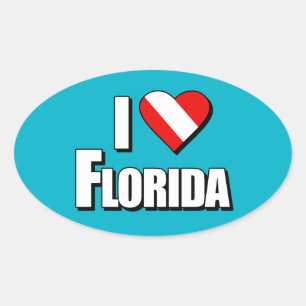 Sticker Ovale I Love Florida Diving