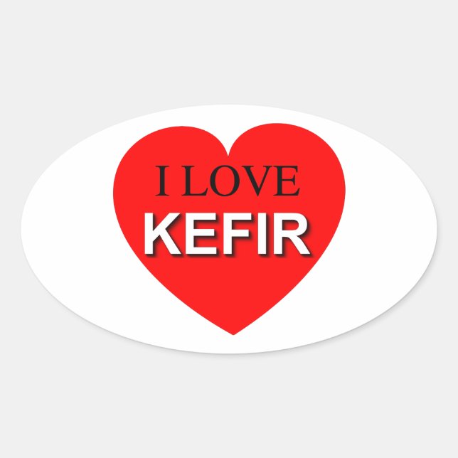 Sticker Ovale I Love Kefir (Devant)