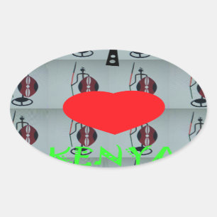 Sticker Ovale I Love Kenya Art Print