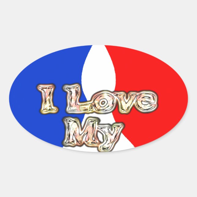 Sticker Ovale "I Love My Wife" Imprimer (Devant)