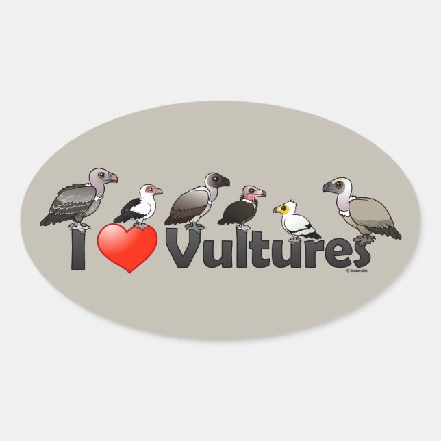 Sticker Ovale I Love Vultures (Afrique) (Devant)