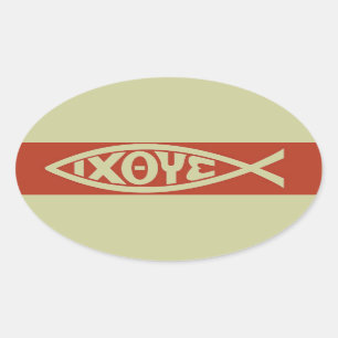 Sticker Ovale Ichthys (symbole chrétien de poissons)