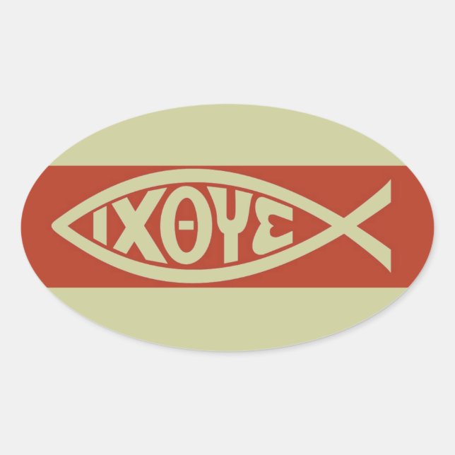 Sticker Ovale Ichthys (Symbole chrétien du poisson) (Devant)