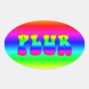 Sticker Ovale Illusion optique arc-en-ciel PLUR