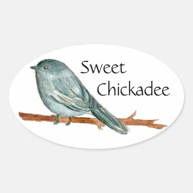 Sticker Ovale Illustration de l'aquarelle d'oiseau de poulet dou (Devant)