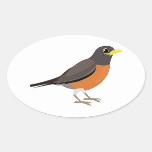 Sticker Ovale Illustration de Robin américain