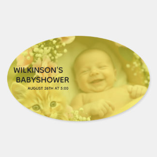 Sticker Ovale Image de bébé Baby Shower