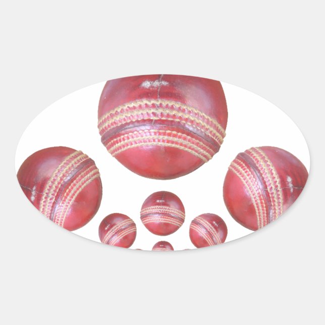 Sticker Ovale Impression de la balle de cricket de Sports Lover (Devant)