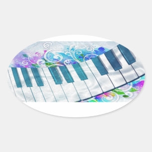 Sticker Ovale Impressionnant effet de lumière de piano circulair