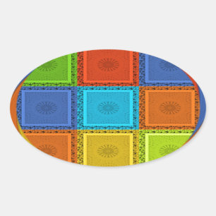 Sticker Ovale Imprimer À damiers