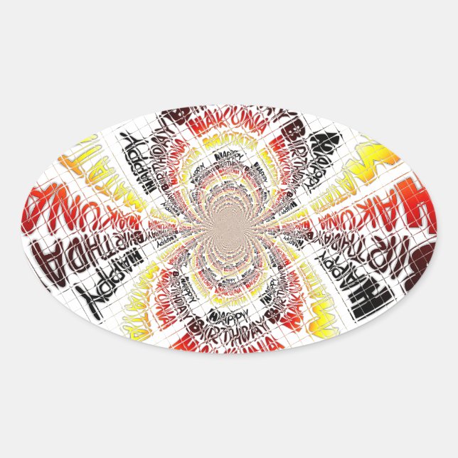 Sticker Ovale Imprimer Anniversaire Kaleidoscope (Devant)