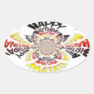 Sticker Ovale Imprimer Anniversaire Kaleidoscope