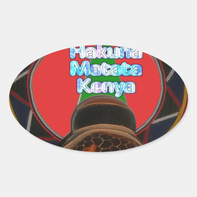 Sticker Ovale Imprimer Hakuna Matata Kenya Art (Devant)