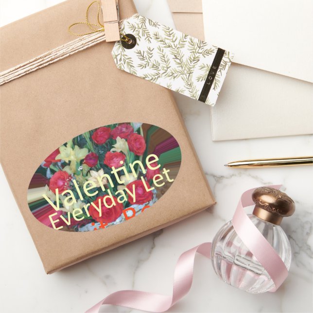 Sticker Ovale Imprimer Saint-Valentin (Cadeaux)