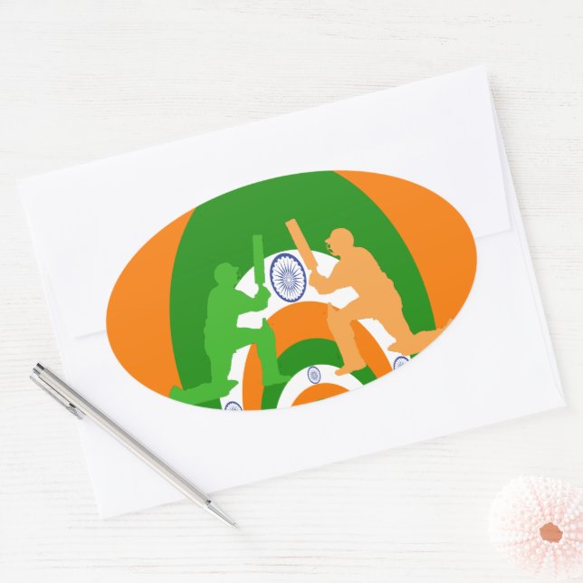 Sticker Ovale Inde Cricket Spirit : Design abstrait (Enveloppe)