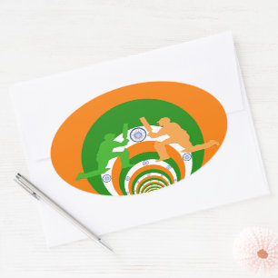 Sticker Ovale Inde Cricket Spirit : Design abstrait