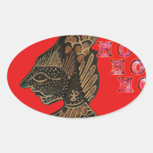 Sticker Ovale Indonesi Shadow Puppet Hohoho Design sur toile rou
