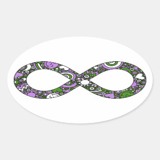 Sticker Ovale Infinité Neurodivers Doodle Genderqueer Pride